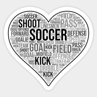 Soccer Heart Black and White Sticker